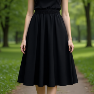 Poplin <b>Skirt</b> With <b>Elasticated</b> <b>Waist</b> Women's Midi Length A Line <b>Skirt</b> - Product Image 3