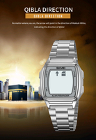 SKMEI 2240 jam tangan digital untuk pria, arloji islam bahan baja tahan karat tahan air