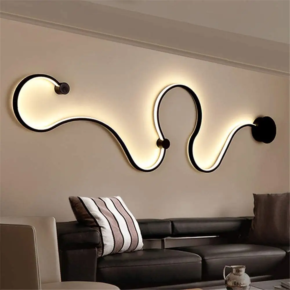 Amodern luz de parede de acrílico criativa, lâmpada nórdica de led para parede de cobra, lâmpada de parede para decoração de casa