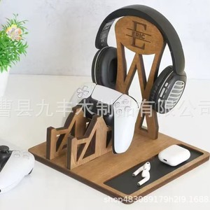 Wooden Gaming Accessory Organizer Solid Wood Desktop <b>Headset</b> <b>Stand</b> Multipurpose Storage Rack For Home Use - Product Image 3