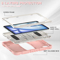 Coque de protection robuste antichoc et anti-chute pour iPad Air 11 pouces et iPad Pro 11 pouces 2024 & iPad Air 11 2025 (M3) avec support intégré, résistante aux chocs et aux impacts des enfants