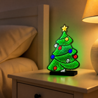 Letrero Luminoso LED 3D con Forma de Árbol de Navidad Azul, Alimentado por USB, Luz de Espejo Infinito de PVC, IP44 Impermeable, Decoración Navideña para el Hogar, Logotipo Personalizado