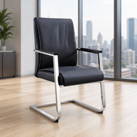 Chaise de bureau contemporaine et moderne noire, confortable, avec appui-tête fixe, dossier solide, design cantilever, pour conférence et visiteurs