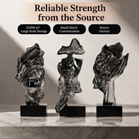 Ensemble de 3 figurines contemporaines en résine transparente gris fumé, « Ne pas voir, ne pas entendre, ne pas parler », sculpture de table pour la décoration du salon