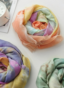 Pearl Chiffon Tie-Dyed <span class=keywords><strong>Batic</strong></span> Bufanda Transfronteriza Nueva llegada Bufanda de tinta europea y americana Impreso Tie-Dyed Hijab - Product Image 6