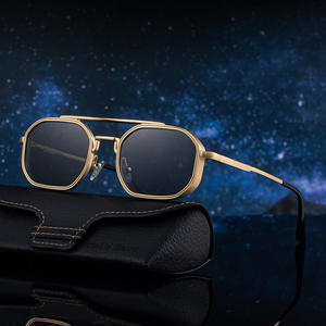 Polo Haus Lunettes de soleil à monture carrée pour hommes, en métal, double pont, protection UV400, classe 2, KSL-98290 - Product Image 4