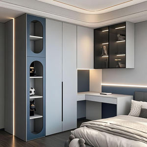 Алюминиевый стеллаж-шкаф для хранения, книжный шкаф для гостиной и спальни, мебель для демонстрации с панельным дизайном, современный отдельностоящий, с большим пространством - Product Image 2