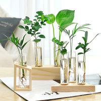 Nouveau Style rétro plantation hydroponique avec support en bois Air planteur ampoule Vase maison jardin bureau Station de Propagation utilisé bonsaï