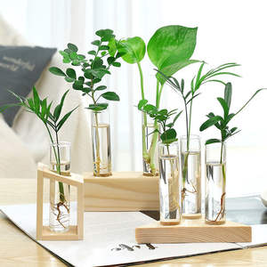 ใหม่สไตล์ย้อนยุคการปลูกต้นไม้ไฮโดรโปนิกส์พร้อมโคมไฟปลูกต้นไม้แบบตั้งทำจากไม้กระถางแจกันในบ้านสวนแบบตั้งโต๊ะสถานีการขยายพันธุ์ที่ใช้บอนไซ - Product Image 2