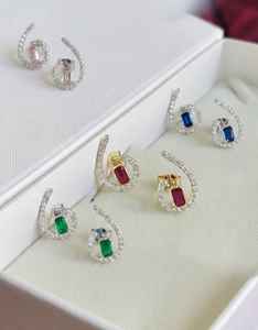 Pendientes de oro blanco de 9 quilates con gemas octogonales naturales/cultivadas en laboratorio y diamantes, los más vendidos. - Product Image 1