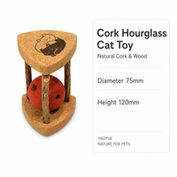 Juguete para Gatos de Corcho con Forma de Reloj de Arena, Bola Rodante de Madera Natural, Juguete Interactivo de Rompecabezas para Gatos de Interior