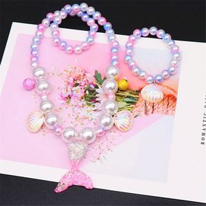 Ensemble de bijoux pour filles, 2/5 pièces, collier de perles de sirène, bracelet, bague, boucles d'oreilles, jouets pour enfants, accessoires de mode princesse pour filles - Product Image 5