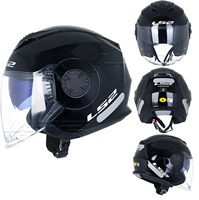 Casque de moto demi-coque LS2 OF570 authentique certifié ECE/DOT, casque d'été pour homme à double visière, casque trois-quarts rétro pour moto électrique