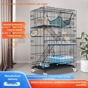 Không Gian Lớn Ba Lớp Có Thể Gập Lại Thoáng Khí Dây Sắt Mèo Lồng Với Rắn Thiết Kế Đơn Giản Khay Nhựa & Hộp Bao Bì - Product Image 2