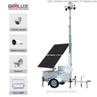 Tour de surveillance portable HiSOLO, remorque mobile solaire CCTV, système de caméras IA, mât en aluminium 9600Wh, autonomie de 3 jours, alimentation DC12V pour stationnement