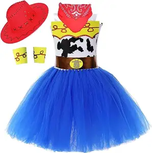 Costume de Cowgirl d'Halloween pour filles, tenue de princesse avec chapeau de Cowboy rouge, jupe de dessin animé, robe jouet