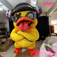 Mascotte de DJ Canard Gonflable de 3m de Haut pour Festival de Musique, Ballon Gonflable Canard Jaune Hip Hop pour Fête de Carnaval