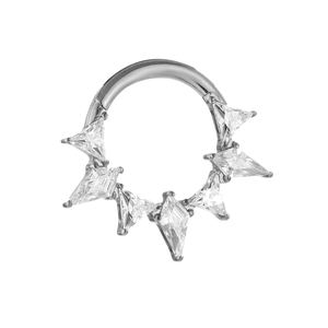 Fuxuan corpo <span class=keywords><strong>Piercing</strong></span> in titanio gioielli <span class=keywords><strong>anello</strong></span> di segmento incernierato con triangolo CZ lastricato clicker naso <span class=keywords><strong>anello</strong></span> elica orecchino - Product Image 5