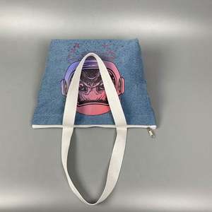 New Recycle Zip Lock Black Canvas Tote <b>Bag</b> Cotton Webbing Demin Cotton Canvas With Zip - Product Image 5