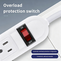 Protector de Sobretensión de 6 Tomas de Corriente, Protección Contra Sobrecarga, Cable de 2 m, Corriente Nominal de 10 A, Enchufe de Extensión, Cable de Extensión Eléctrico