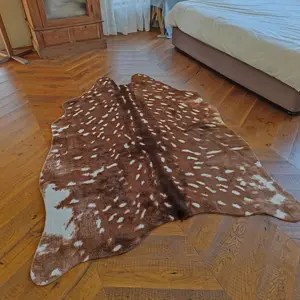 Faux Sika Deer Print Hide Rug Faux Fur Cowhide Area Rug Animals Mat Carpet For Home