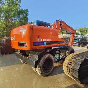 Excavatrice sur pneus Hitachi Ex100w d'occasion très demandée, excavatrice sur chenilles hydraulique Hitachi 10 tonnes d'occasion, vente à bas prix - Product Image 3