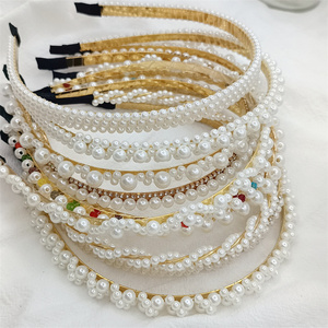 Diademas de aleación con cuentas de perlas hechas a mano, diademas de diamantes de imitación para <span class=keywords><strong>mujer</strong></span>, accesorio para el cabello - Product Image 3