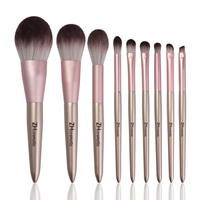 Ensemble de pinceaux de maquillage synthétiques vegan professionnels de haute qualité, 9 pièces, logo personnalisé, manche en bois, outils de maquillage pour le visage, pour le correcteur