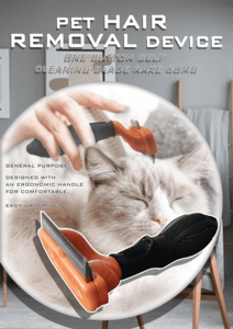 Commercio all'ingrosso della fabbrica un bottone del pettine del gatto del rastrello autopulente della lama per cani gatti toelettatura dello strumento di rimozione dei peli di animali domestici spazzola per animali domestici - Product Image 3