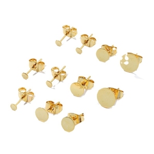 Pendientes de oro de 14 quilates que preservan el color, aguja de plata 925, pieza plana + tapones chapados en cobre, accesorio DIY auténtico de 18 quilates A21F - Product Image 4