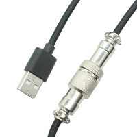 Cable de teclado mecánico USB a de alto rendimiento desmontable, cable de datos de enchufe de aviación, línea de resorte de enchufe de Metal para computadoras