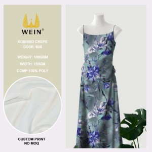 WI-B28 Polyester Koshibo Crepe Tùy Chỉnh Kỹ Thuật Số Hoa Thanh Lịch Màu Hồng In Hoa Cho Phụ Nữ Ăn Mặc Vải - Product Image 1