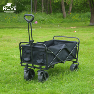 Veelzijdige All-Terrain Opvouwbare Utility <span class=keywords><strong>Wagon</strong></span> Voor Buiten Kamperen Met Verstelbare Handgreep En Opbergvakken - Product Image 1