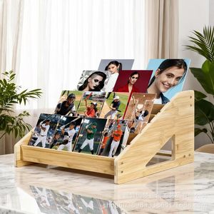 Wooden storage rack for cards and photos, multi-tiered shelf, photo frame, football photo display <b>stand</b>, greeting card display - Product Image 1