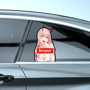 Venta al por mayor personalizado a prueba de sol impermeable 3D vinilo lenticular movimiento dibujos animados pegatina al aire libre Anime chica pegatinas Sexy chica para coche