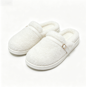 Modern Lady Sakura Pink Soft Warm Plush Faux Fur <b>Slippers</b> <b>Wide</b> Toe Breathable Sole Winter OEM Service Contact Supplier Wedding - Product Image 3