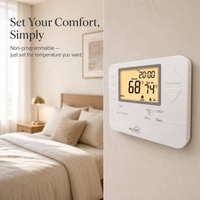 Thermostat numérique domestique 24 V compatible avec les pompes à chaleur, avec chauffage auxiliaire et système multi-étages conventionnel 2H 1C