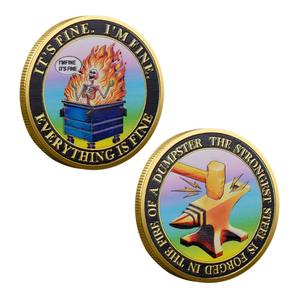 <span class=keywords><strong>Sto</strong></span> <span class=keywords><strong>bene</strong></span> monete placcate in oro acciaio martellante e secchio della spazzatura Blaze distintivo commemorativo medaglia in metallo artigianato - Product Image 1