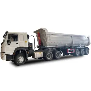 Factory Direct Sale 50 Ton Hydraulic Cylinder 3 Axle End Dump Semi Trailer Tipper Truck Trailer