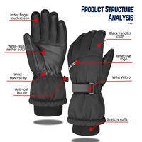 Gants de ski isolés pour hommes - Gants chauds pour le snowboard en hiver