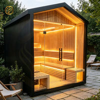 Kit de sauna moderne haut de gamme en cèdre rouge et en hemlock, salle de vapeur électrique en bois massif, espace de détente exclusif pour villa extérieure CE