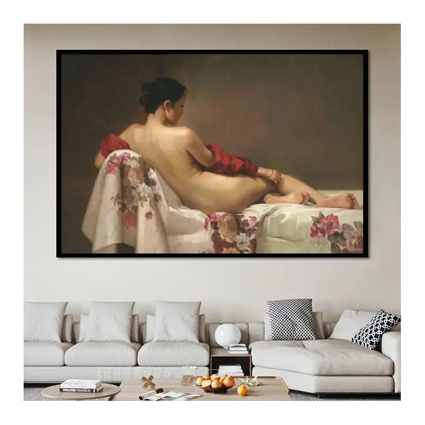 Grosir lukisan minyak badan telanjang seksi dekorasi rumah seni dinding gadis telanjang kustom dengan angka untuk ruang tamu