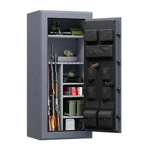 24 Gun Custom Safe Fireproof Fingerprint Gun Safe Box For Long Guns Grey