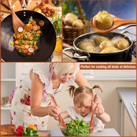 Coffret Cadeau 9 Pièces Ustensiles de Cuisine en Teck Naturel avec Repose-Cuillère – Spatule, Fourchette à Salade, Cuillère en Bois