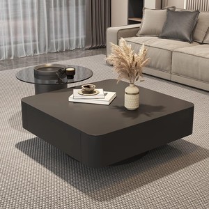 Luce di lusso <span class=keywords><strong>nero</strong></span> High-End di vetro <span class=keywords><strong>tavolo</strong></span> da tè roccia quadrata combinazione di legno tavolino da caffè per moderno semplice soggiorno per - Product Image 1