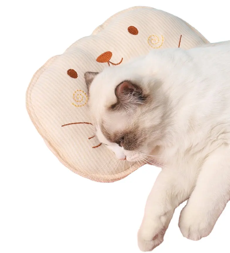 Almohada de dibujos animados para mascotas, cojín lavable suave y práctico para dormir