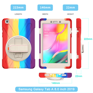 Coque colorée arc-en-ciel à asymétriques, étui de protection contre les chocs pour <span class=keywords><strong>Samsung</strong></span> <span class=keywords><strong>Galaxy</strong></span> <span class=keywords><strong>Tab</strong></span> <span class=keywords><strong>A</strong></span> 8.0 T290 T295, avec sangle à main - Product Image 3