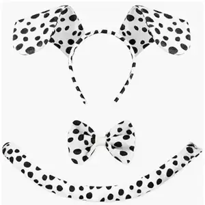 Lovely Children Dalmatian Headband Accessories Set Dog Ears Bows Tails Animal Headband Accessories Set For Party Cosplay