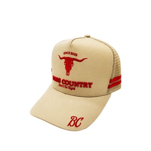 Bordado frontal personalizado y bordado de borde <span class=keywords><strong>gorras</strong></span> unisex Personalización de fábrica de alta calidad Deep Crown gorra de camionero de campo en blanco - Product Image 2