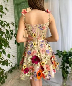 Venta al por mayor Sunflower A-line Strap Mini vestido cóctel cumpleaños boda invitados <span class=keywords><strong>vestidos</strong></span> mujeres - Product Image 3